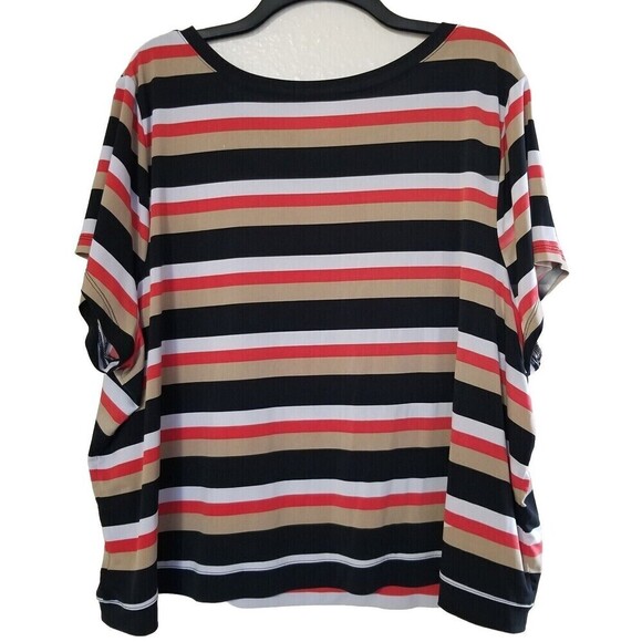 Lane Bryant Womens Blouse Striped Plus Size 26 28 Short Sleeve Crop Top - Picture 2 of 3